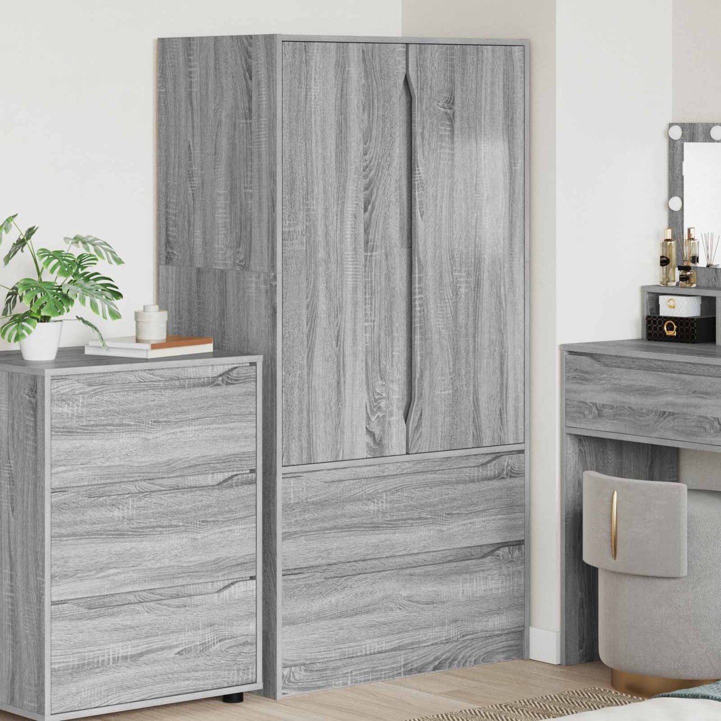 Wardrobe Manual Grey Sonoma 79.5 x 49 x 156 cm Engineered Wood