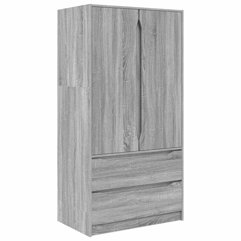 Wardrobe Manual Grey Sonoma 79.5 x 49 x 156 cm Engineered Wood