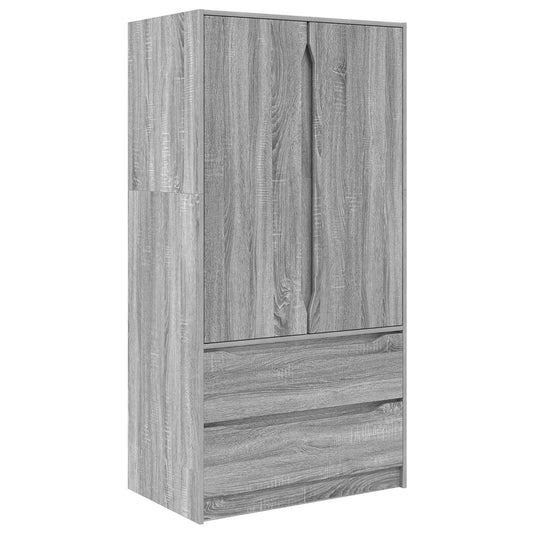 Wardrobe Manual Grey Sonoma 79.5 x 49 x 156 cm Engineered Wood