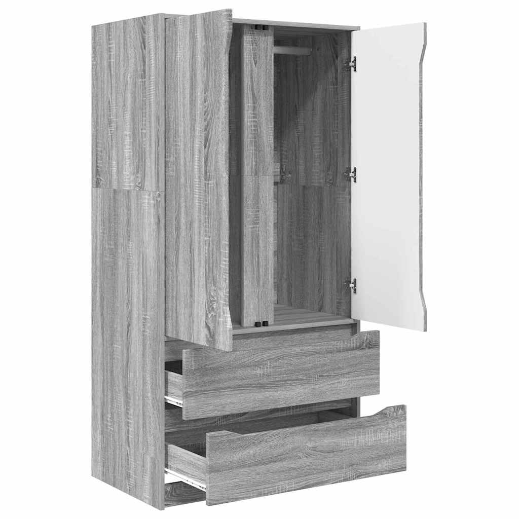 Wardrobe Manual Grey Sonoma 79.5 x 49 x 156 cm Engineered Wood