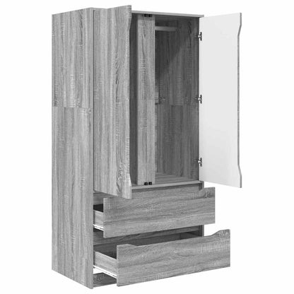 Wardrobe Manual Grey Sonoma 79.5 x 49 x 156 cm Engineered Wood