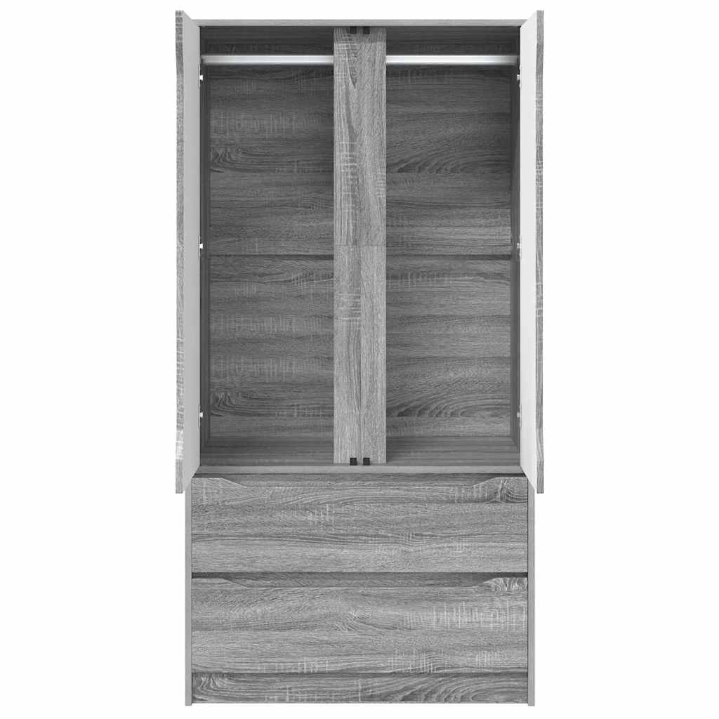 Wardrobe Manual Grey Sonoma 79.5 x 49 x 156 cm Engineered Wood