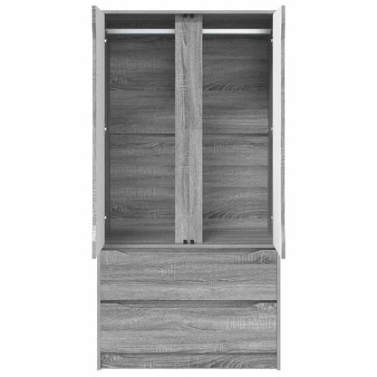 Wardrobe Manual Grey Sonoma 79.5 x 49 x 156 cm Engineered Wood