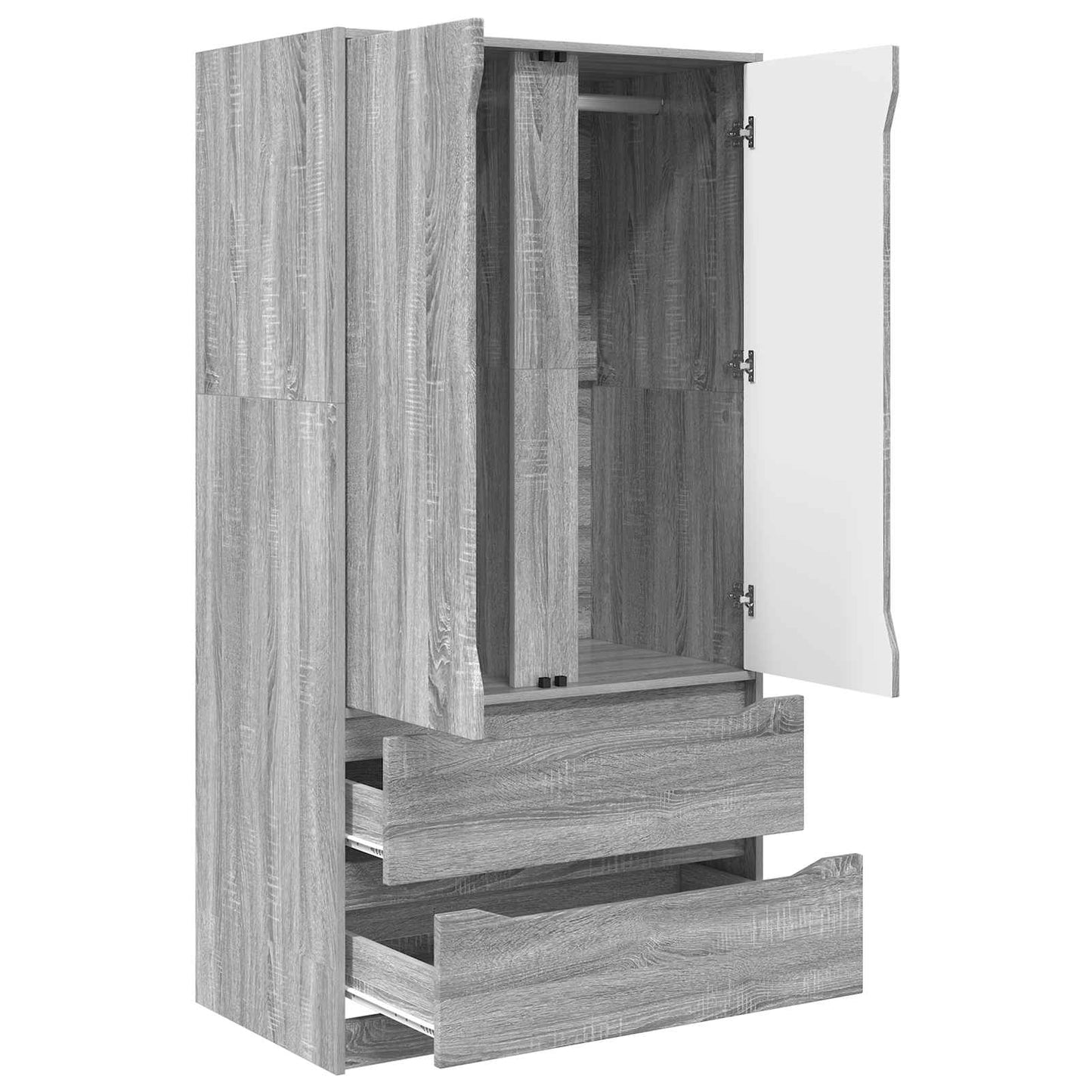 Wardrobe Manual Grey Sonoma 79.5 x 49 x 156 cm Engineered Wood