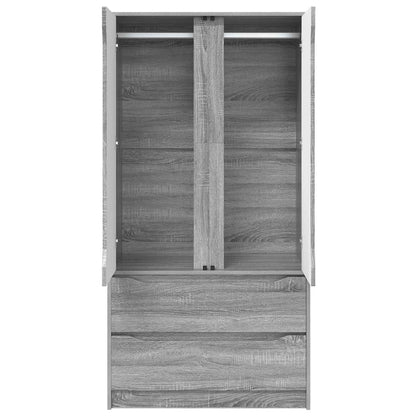 Wardrobe Manual Grey Sonoma 79.5 x 49 x 156 cm Engineered Wood