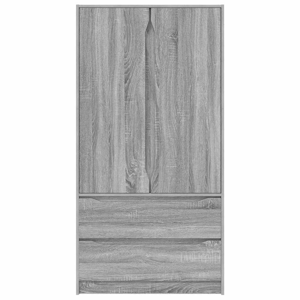 Wardrobe Manual Grey Sonoma 79.5 x 49 x 156 cm Engineered Wood