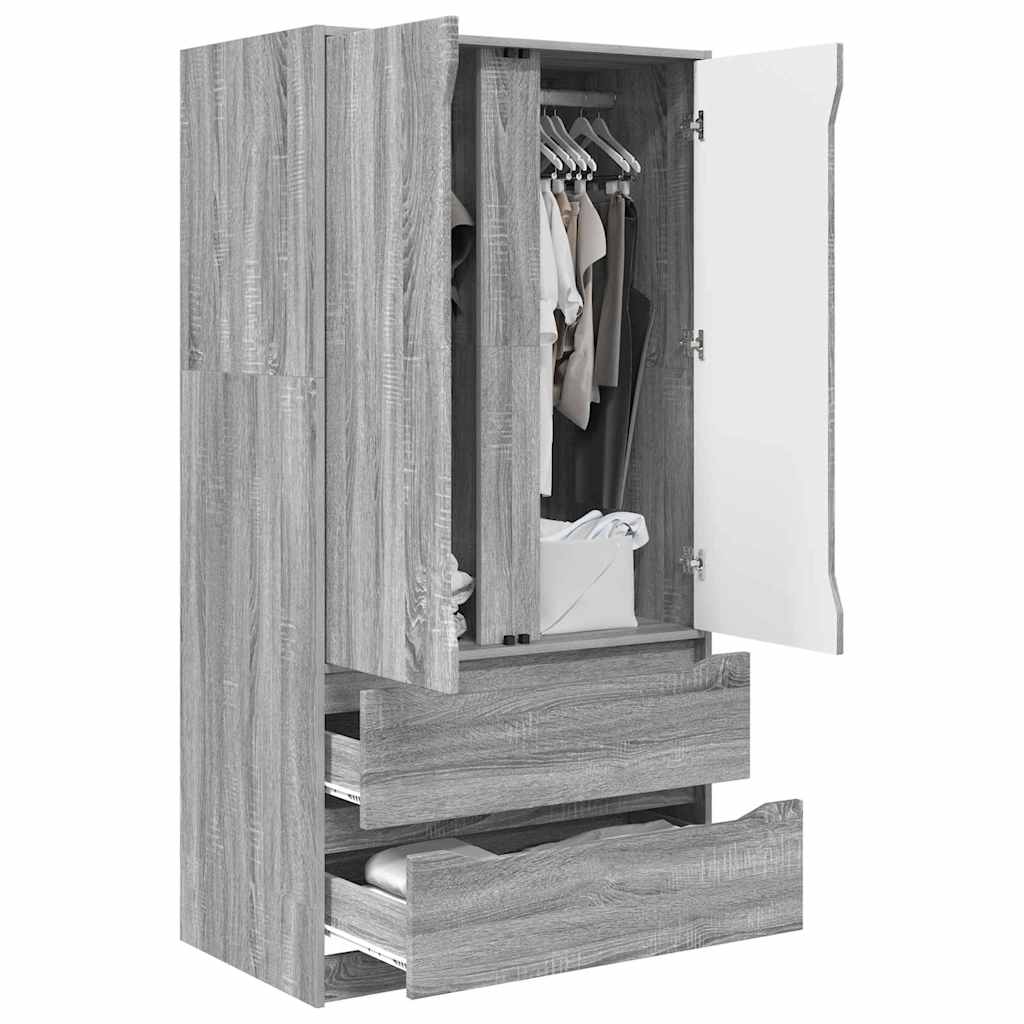 Wardrobe Manual Grey Sonoma 79.5 x 49 x 156 cm Engineered Wood