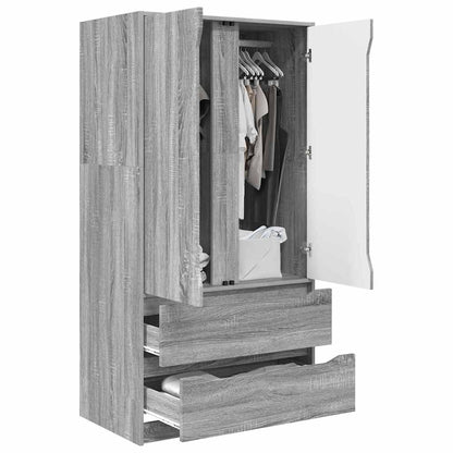 Wardrobe Manual Grey Sonoma 79.5 x 49 x 156 cm Engineered Wood