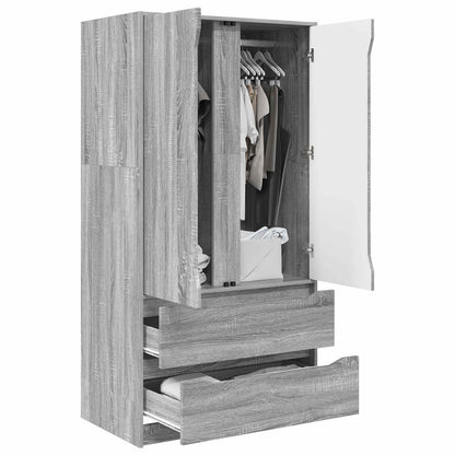 Wardrobe Manual Grey Sonoma 79.5 x 49 x 156 cm Engineered Wood