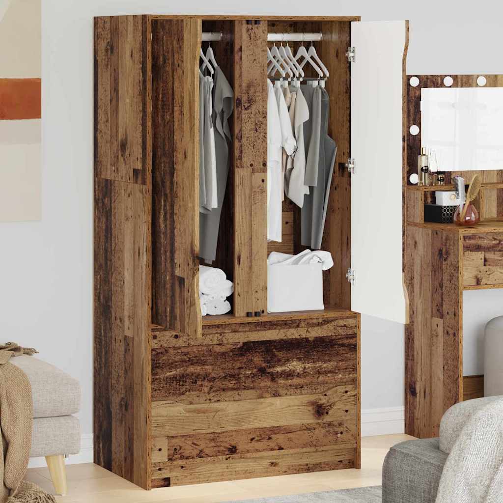 Wardrobe with Door Old Wood 79.5 x 49 x 156 cm Engineered Wood