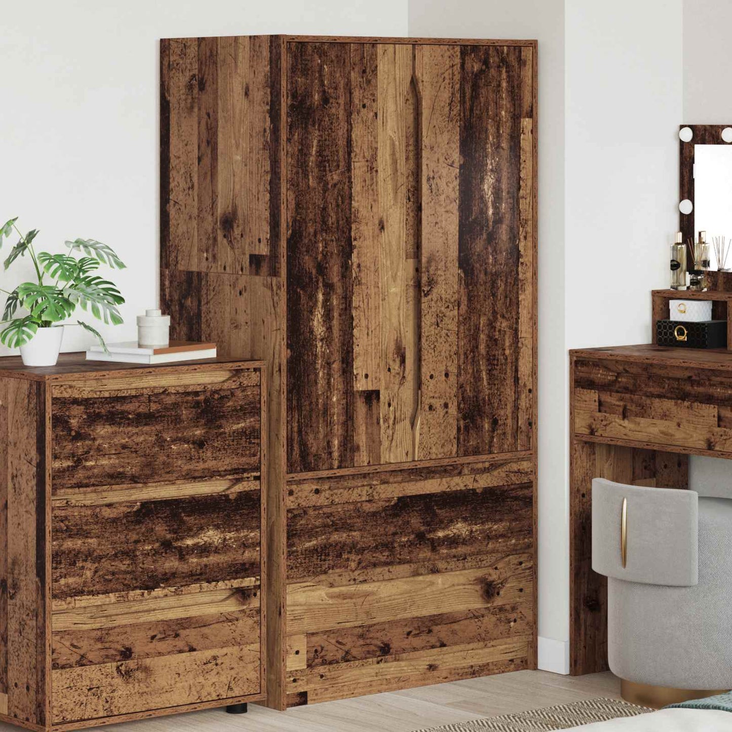 Wardrobe with Door Old Wood 79.5 x 49 x 156 cm Engineered Wood