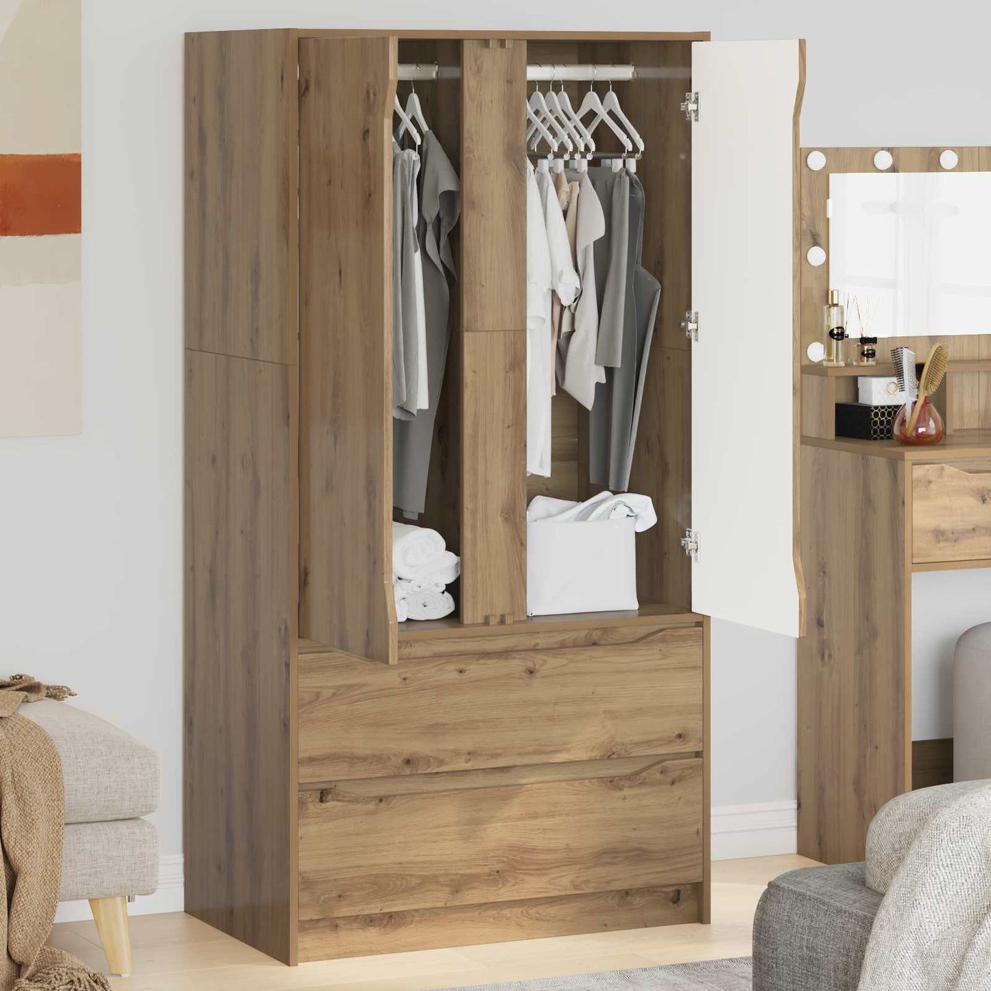 Wardrobe Manual Artisan Oak 79.5 x 49 x 156 cm Engineered Wood