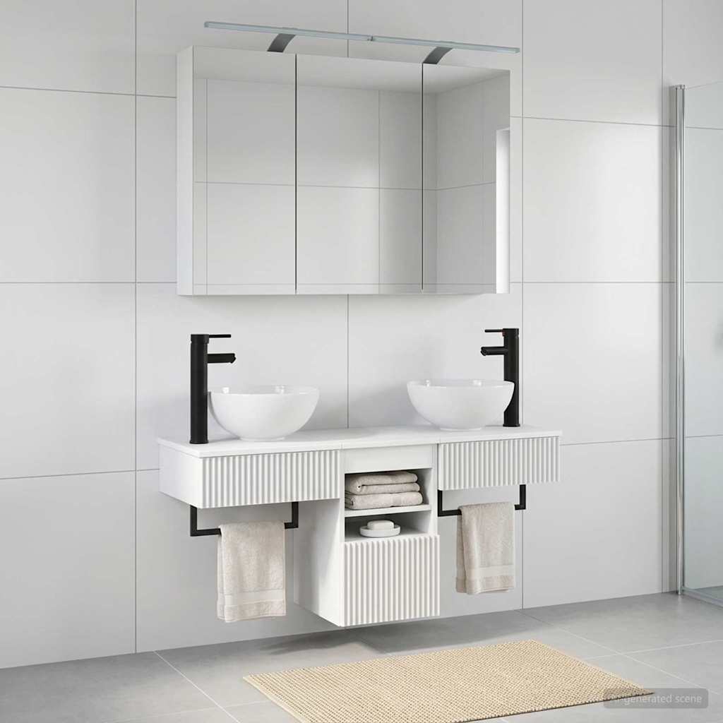Bathroom Cabinet Set 4 pcs White 100 x 14.5 x 70 cm