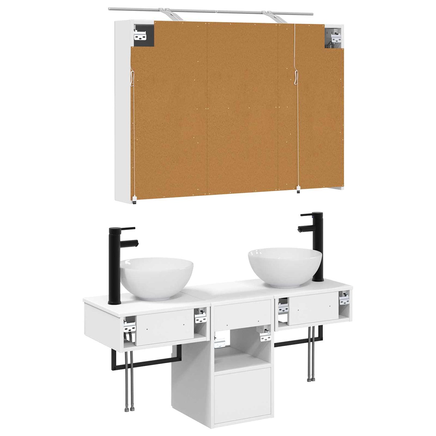 Bathroom Cabinet Set 4 pcs White 100 x 14.5 x 70 cm