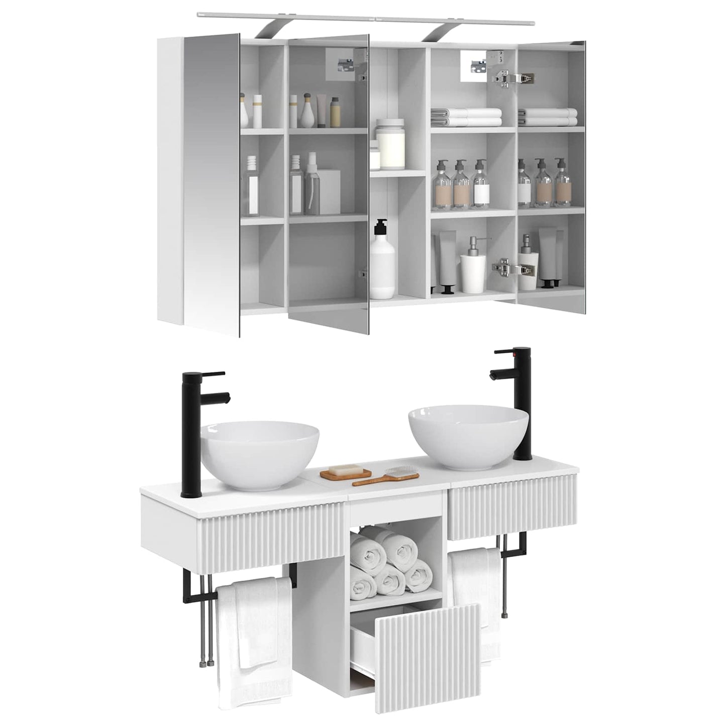 Bathroom Cabinet Set 4 pcs White 100 x 14.5 x 70 cm