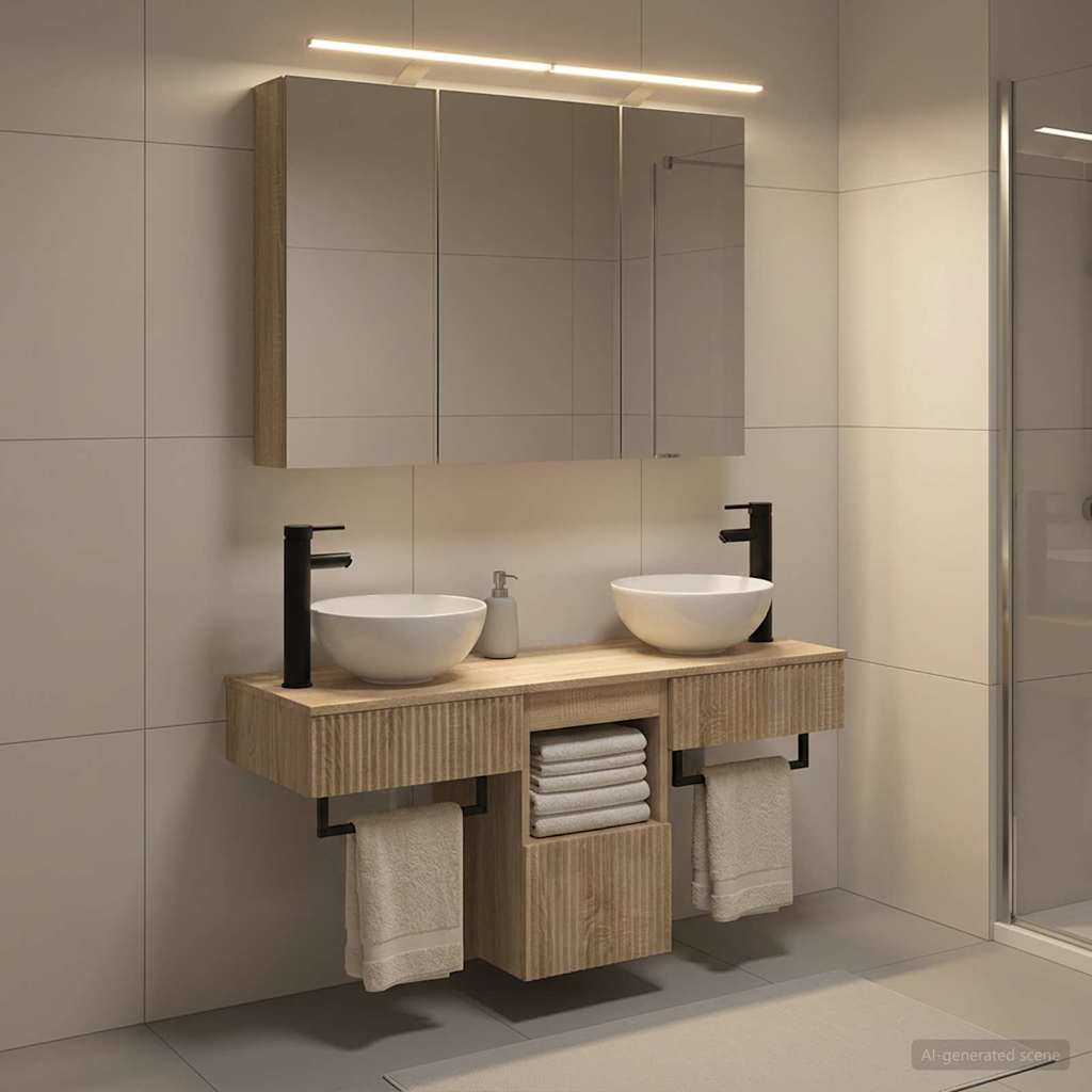Bathroom Cabinet Set 4 pcs Sonoma Oak 100 x 14.5 x 70 cm