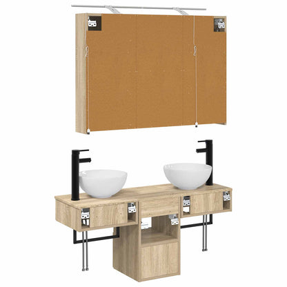 Bathroom Cabinet Set 4 pcs Sonoma Oak 100 x 14.5 x 70 cm