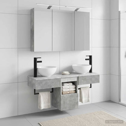 Bathroom Cabinet Set 4 pcs Concrete Grey 100 x 14.5 x 70 cm