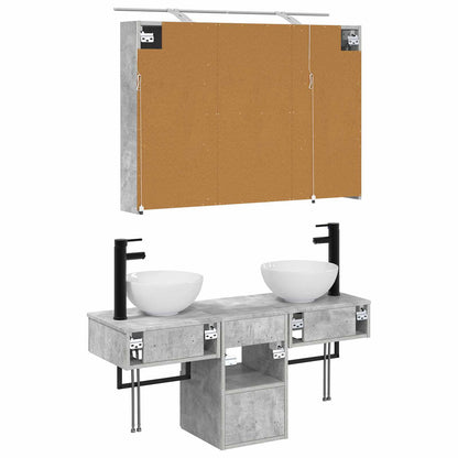 Bathroom Cabinet Set 4 pcs Concrete Grey 100 x 14.5 x 70 cm