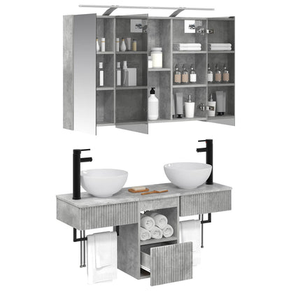 Bathroom Cabinet Set 4 pcs Concrete Grey 100 x 14.5 x 70 cm