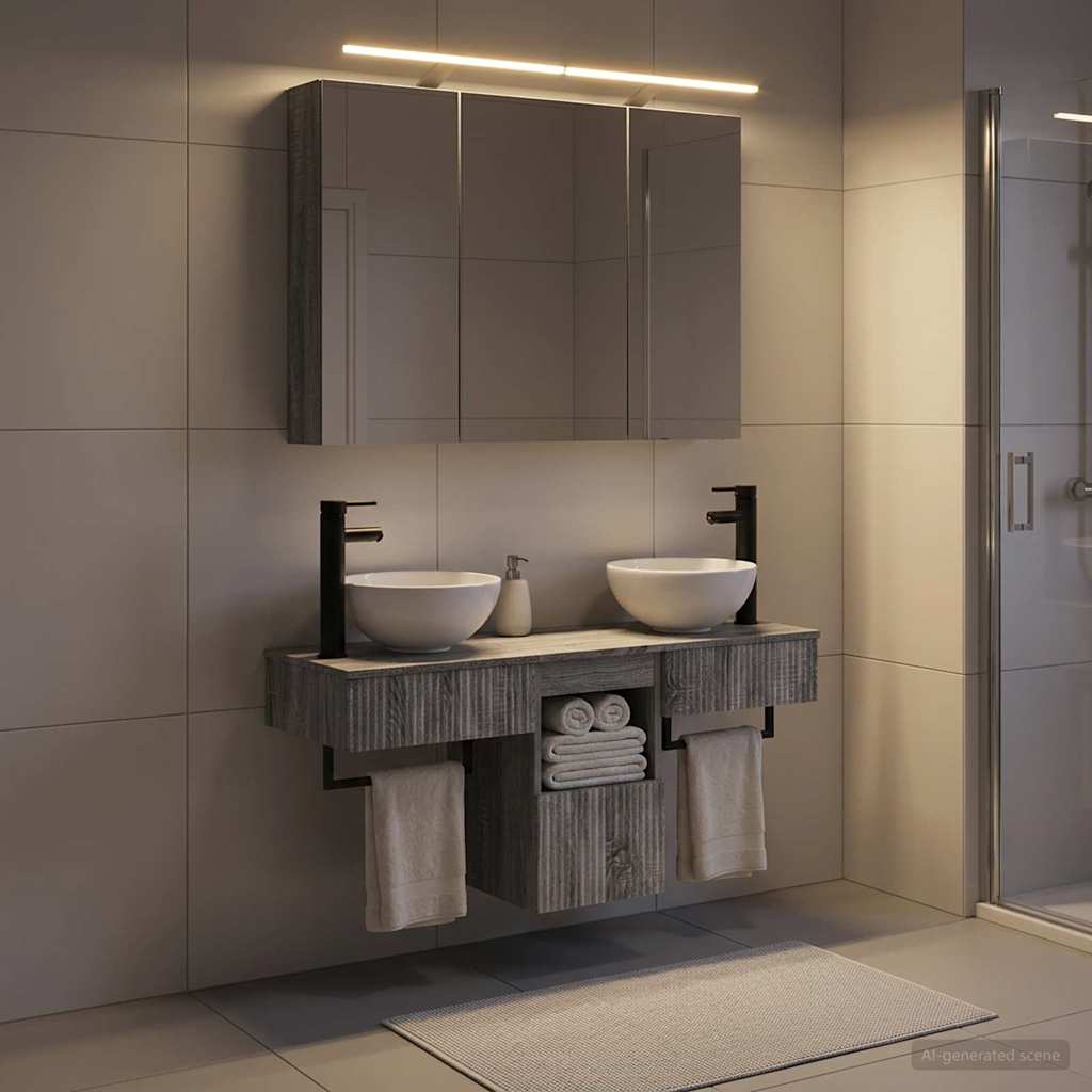 Bathroom Cabinet Set 4 pcs Grey Sonoma 100 x 14.5 x 70 cm