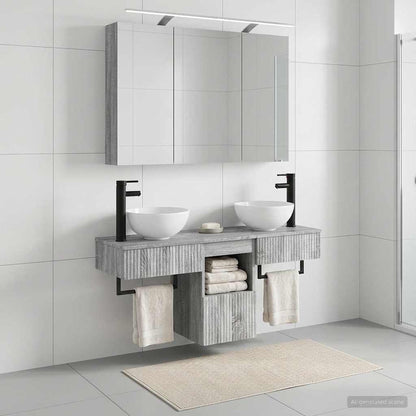 Bathroom Cabinet Set 4 pcs Grey Sonoma 100 x 14.5 x 70 cm