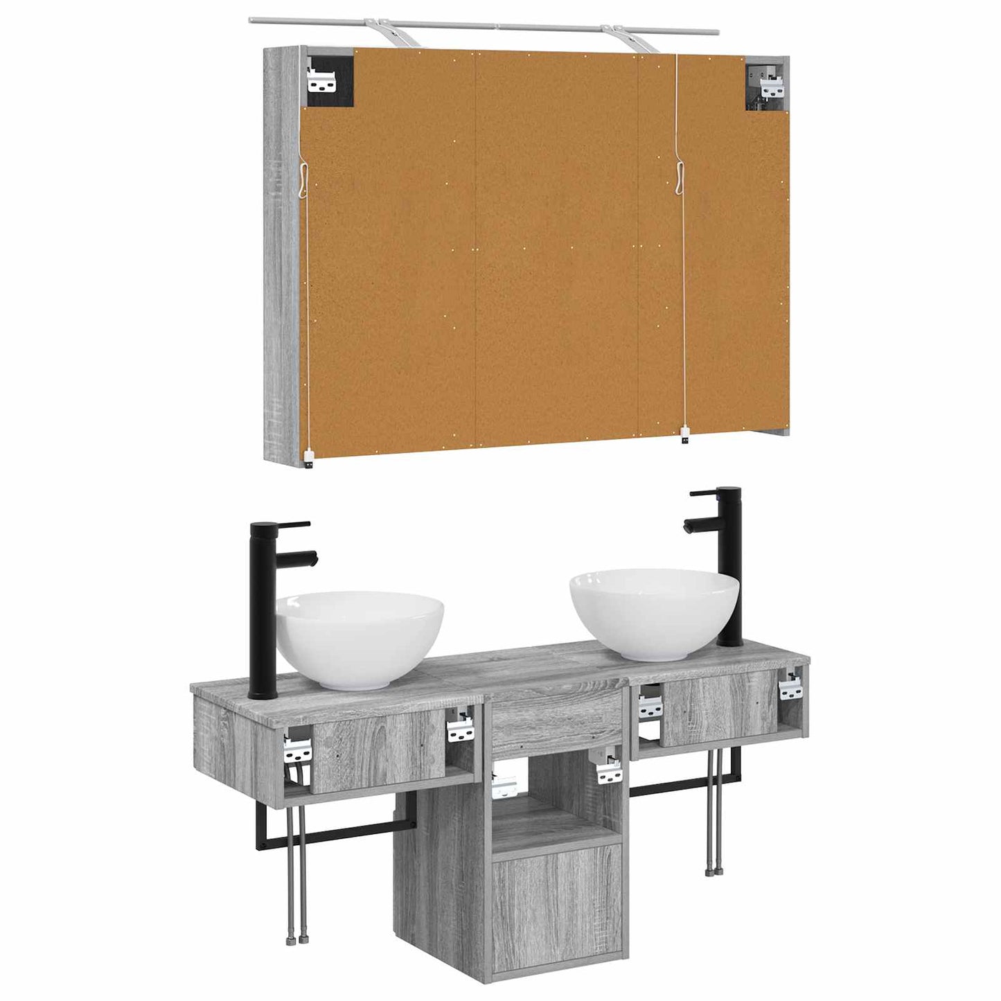 Bathroom Cabinet Set 4 pcs Grey Sonoma 100 x 14.5 x 70 cm
