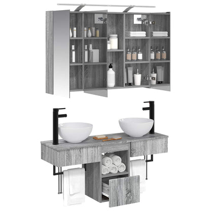 Bathroom Cabinet Set 4 pcs Grey Sonoma 100 x 14.5 x 70 cm