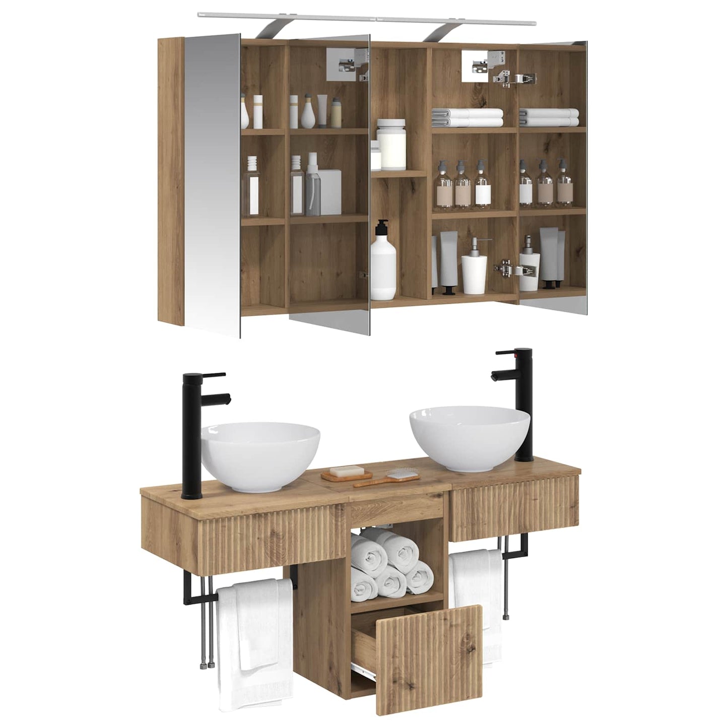 Bathroom Cabinet Set 4 pcs 100 x 14.5 x 70 cm Engineered Wood