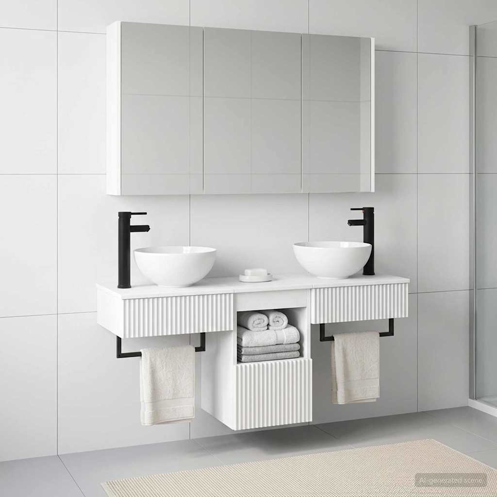 Bathroom Cabinet Set 4 pcs White Engineered Wood