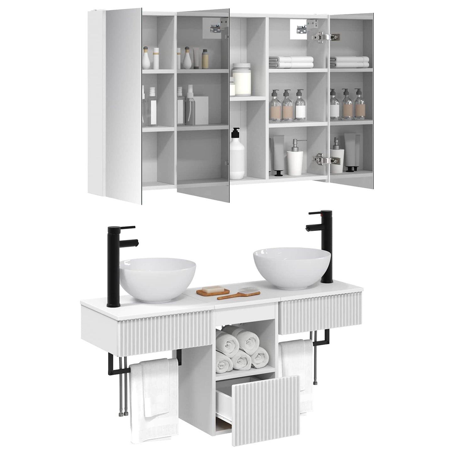 Bathroom Cabinet Set 4 pcs White 103.5 x 15.5 x 70 cm