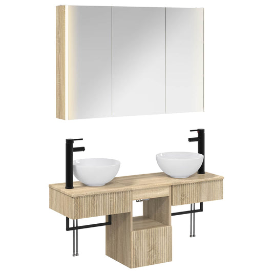 Bathroom Cabinet Set 4 pcs Sonoma Oak 103.5 x 15.5 x 70 cm