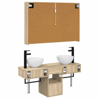 Bathroom Cabinet Set 4 pcs Sonoma Oak 103.5 x 15.5 x 70 cm