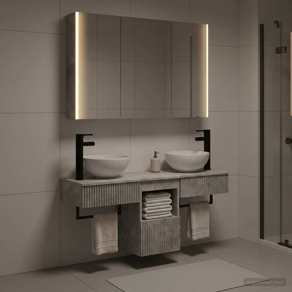 Bathroom Cabinet Set 4 pcs Concrete Grey 103.5 x 15.5 x 70 cm