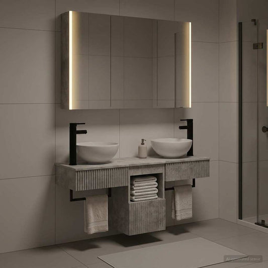 Bathroom Cabinet Set 4 pcs Concrete Grey 103.5 x 15.5 x 70 cm