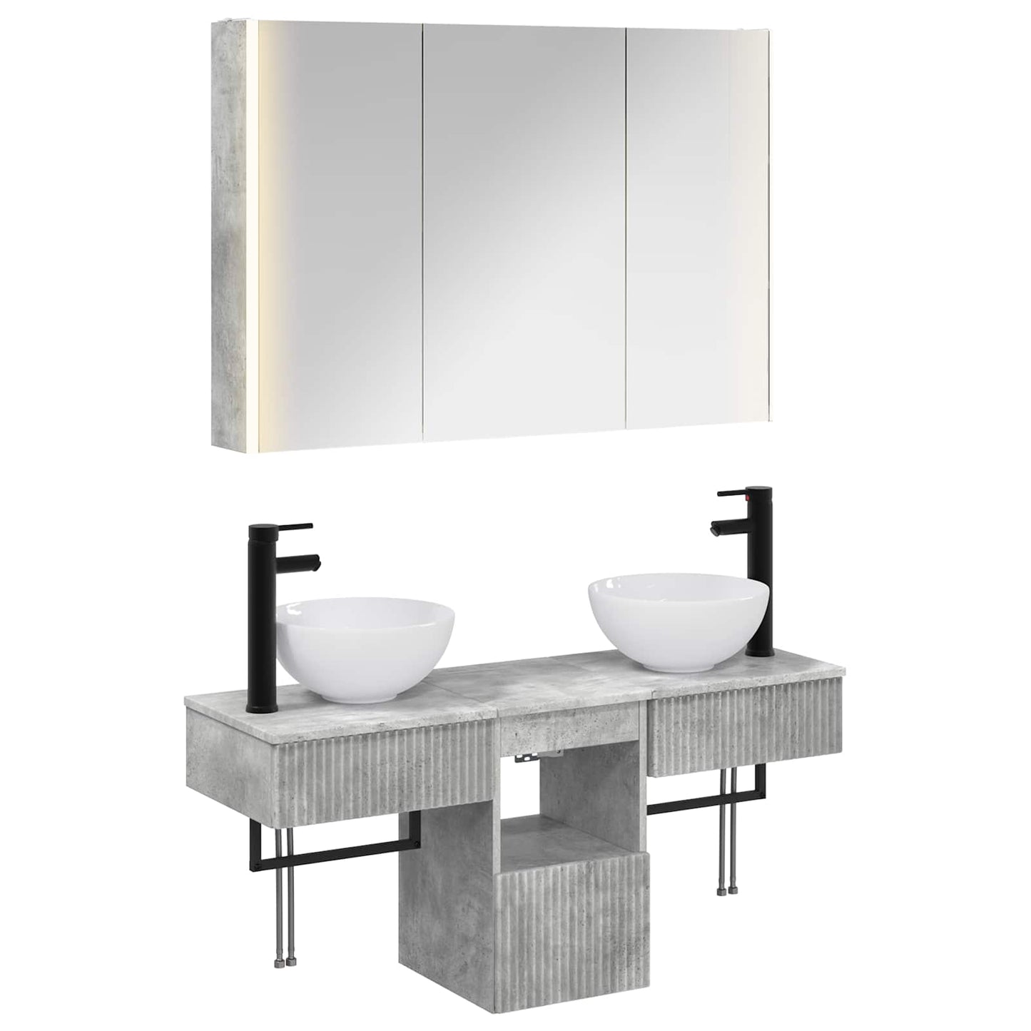 Bathroom Cabinet Set 4 pcs Concrete Grey 103.5 x 15.5 x 70 cm