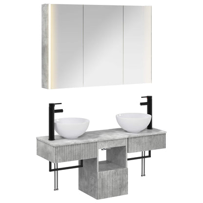 Bathroom Cabinet Set 4 pcs Concrete Grey 103.5 x 15.5 x 70 cm