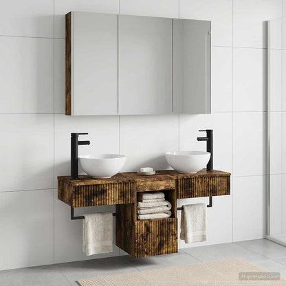 Bathroom Cabinet Set 4 pcs Smoked Oak 103.5 x 15.5 x 70 cm