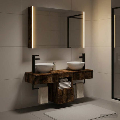 Bathroom Cabinet Set 4 pcs Smoked Oak 103.5 x 15.5 x 70 cm