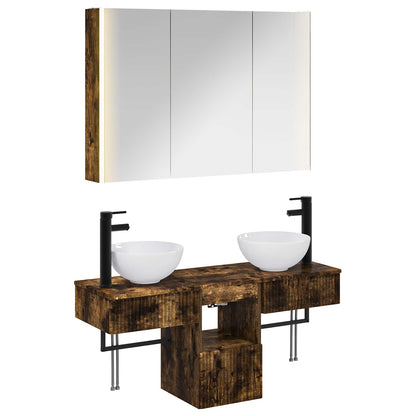 Bathroom Cabinet Set 4 pcs Smoked Oak 103.5 x 15.5 x 70 cm