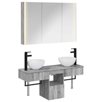 Bathroom Cabinet Set 4 pcs Grey Sonoma 103.5 x 15.5 x 70 cm