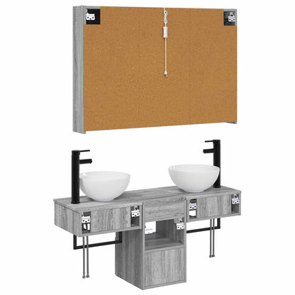 Bathroom Cabinet Set 4 pcs Grey Sonoma 103.5 x 15.5 x 70 cm