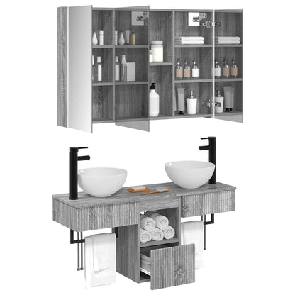 Bathroom Cabinet Set 4 pcs Grey Sonoma 103.5 x 15.5 x 70 cm