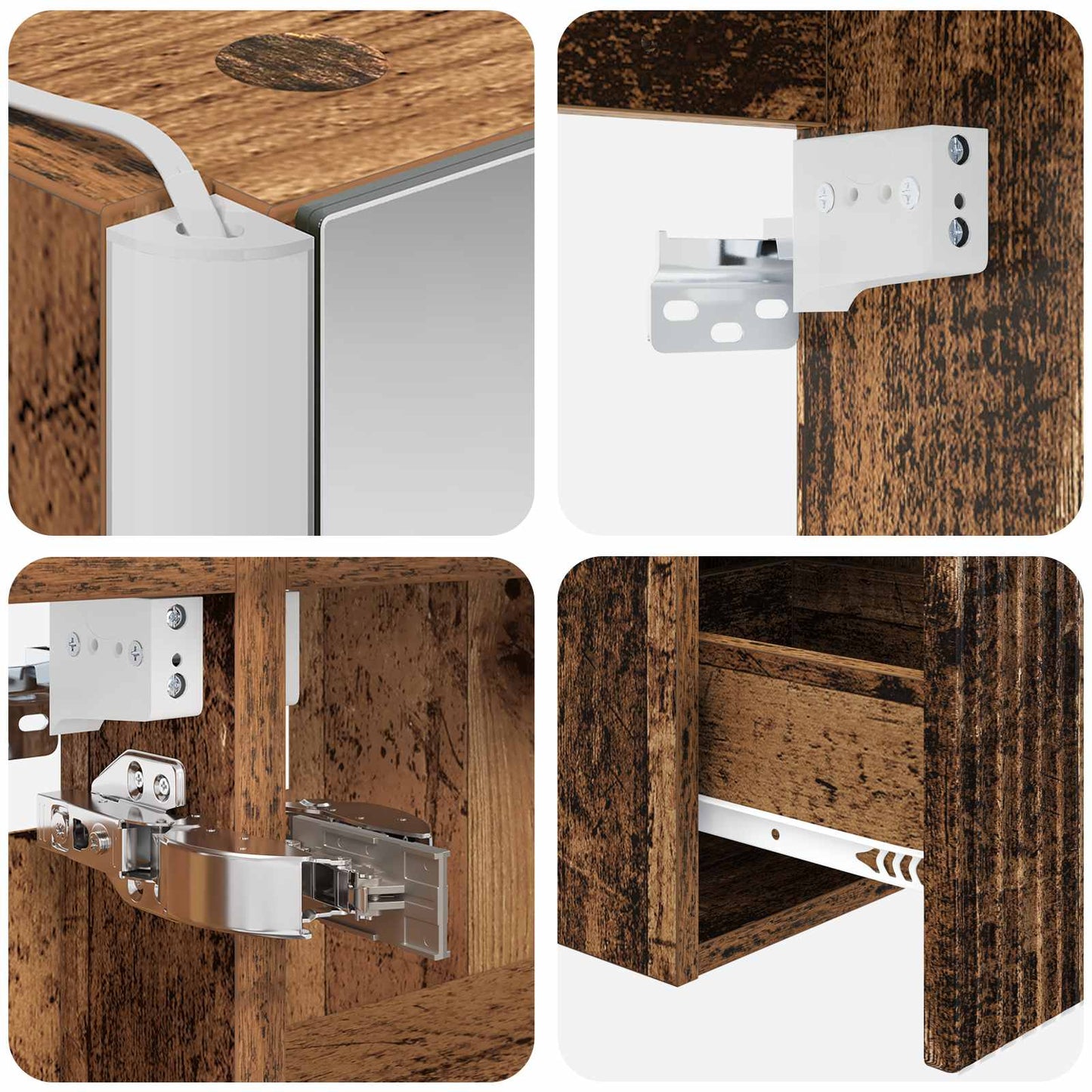 Bathroom Cabinet Set 4 pcs Old Wood 103.5 x 15.5 x 70 cm