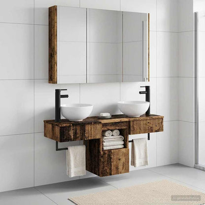 Bathroom Cabinet Set 4 pcs Old Wood 103.5 x 15.5 x 70 cm
