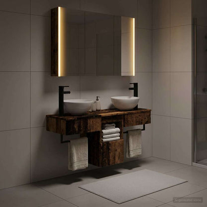 Bathroom Cabinet Set 4 pcs Old Wood 103.5 x 15.5 x 70 cm