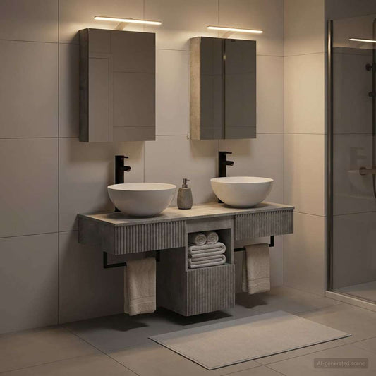 Bathroom Cabinet Set 5 pcs Concrete Grey 40 x 10.5 x 60.5 cm