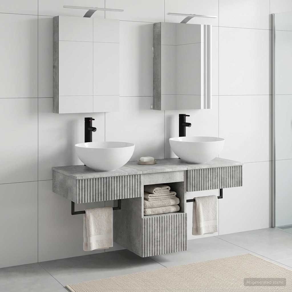 Bathroom Cabinet Set 5 pcs Concrete Grey 40 x 10.5 x 60.5 cm