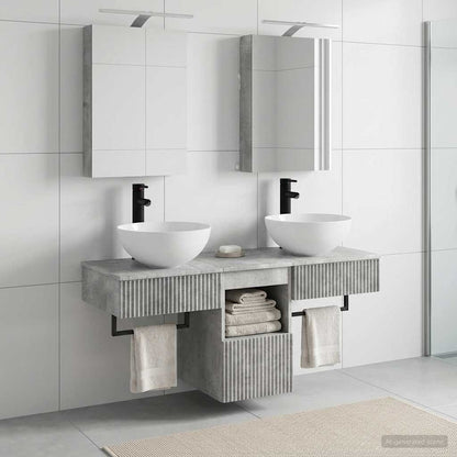 Bathroom Cabinet Set 5 pcs Concrete Grey 40 x 10.5 x 60.5 cm