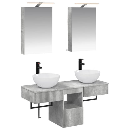 Bathroom Cabinet Set 5 pcs Concrete Grey 40 x 10.5 x 60.5 cm